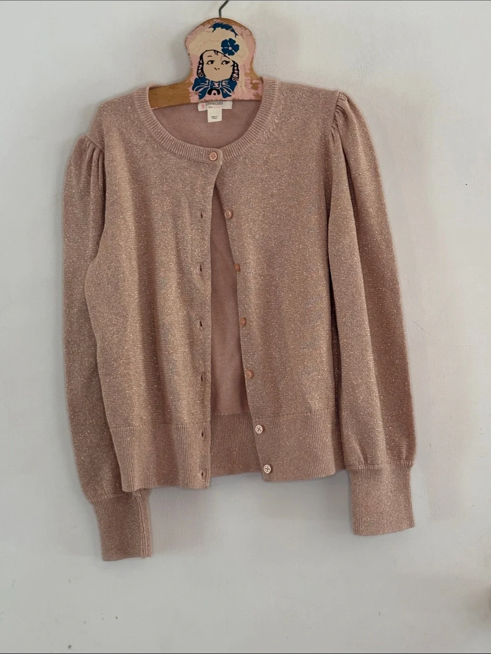 Crewcuts J Crew rose gold metallic long sleeve cardigan Size Large